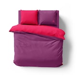 thumbnail of Benetton - Omkeerbaar dekbedovertrek 200/220cm met laken 160/200+30cm en 2 kussenslopen 50/70cm in roze en paars