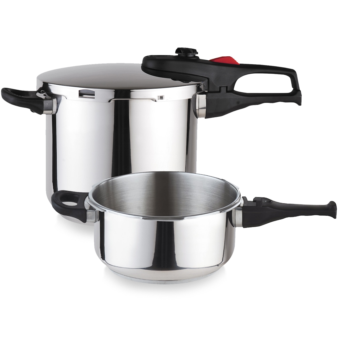 Magefesa Practika Plus - Set de Ollas Express Rápidas 4 + 6L, Acero Inoxidable 18/10, Sensor de Presión, Inducción, Cocina Sana, Cierre Seguro