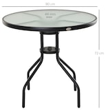 thumbnail of Mesa de Jardín Redonda Mesa Comedor de Cristal Templado con Agujero para Sombrilla y Estructura Metálica para Patio Terraza Balcón Exterior Ø80x72 cm