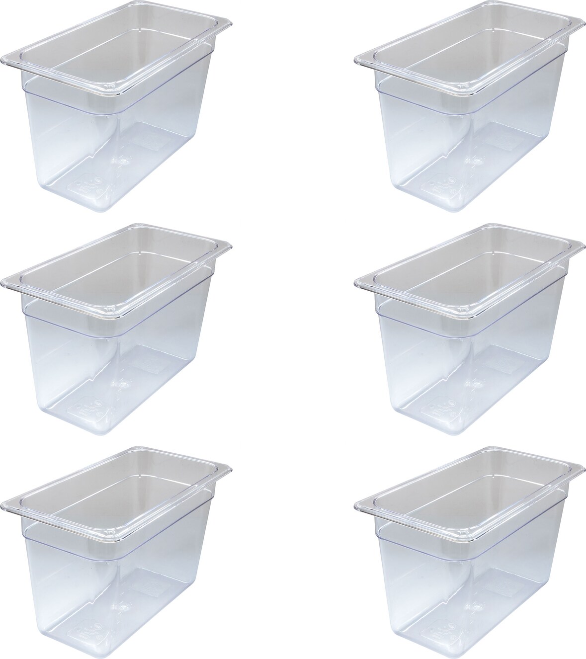 AcMax 6 Stück Polycarbonat GN 1/3 Gastronormbehälter GN-Behälter 7,8 Liter Tiefe 200mm Kunststoff