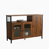 thumbnail of Relaxdays Küchenschrank mit Glastüren, HBT: 75 x 110 x 33 cm, 5 Fächer, Sideboard Küche, Industrial, dunkelbraun/schwarz