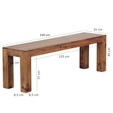 thumbnail of Sitzbank Landhaus-Stil: Massivholz Sheesham, 200 kg Belastung, handgefertigt. Braun, 160x35x45 cm | Kadima Design