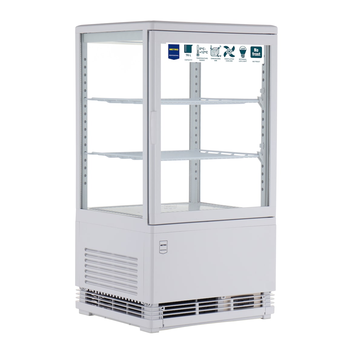 METRO PROFESSIONAL Kühlvitrine GGC2058, Glas/Kunststoff, 42.8 x 38.6 x 81 cm, 58 L, weiß
