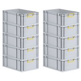 thumbnail of PROREGAL 10x Eurobox NextGen Color | HxBxT 22x40x60cm | 44 Liter | Griffe gelb geschlossen | Verstärkter Boden | Eurobehälter