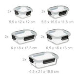 thumbnail of Relaxdays Glasbehälter mit Deckel, 12er Set, 5 Größen, Frischhaltedose, Kunststoffdeckel, luftdicht, transparent/schwarz