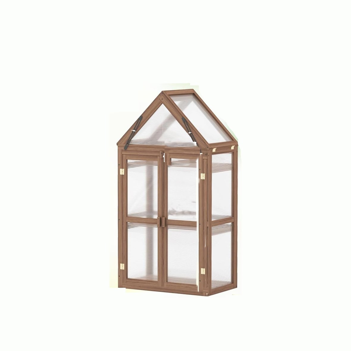 COSTWAY Mini invernadero de marco frío, cama de planta de 3 niveles con techo bisagrado, casa de propagación con 2 puertas