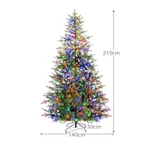 thumbnail of COSTWAY Árbol de Navidad artificial de 210 cm con luces, abeto con 300 luces LED multicolores, 11 modos y 678 ramas de PE, verde.