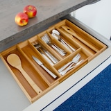 thumbnail of Relaxdays Besteckkasten Bambus, ausziehbarer Besteckeinsatz als Küchenorganizer, Schubladeneinsatz 5x29-48x34 cm, natur