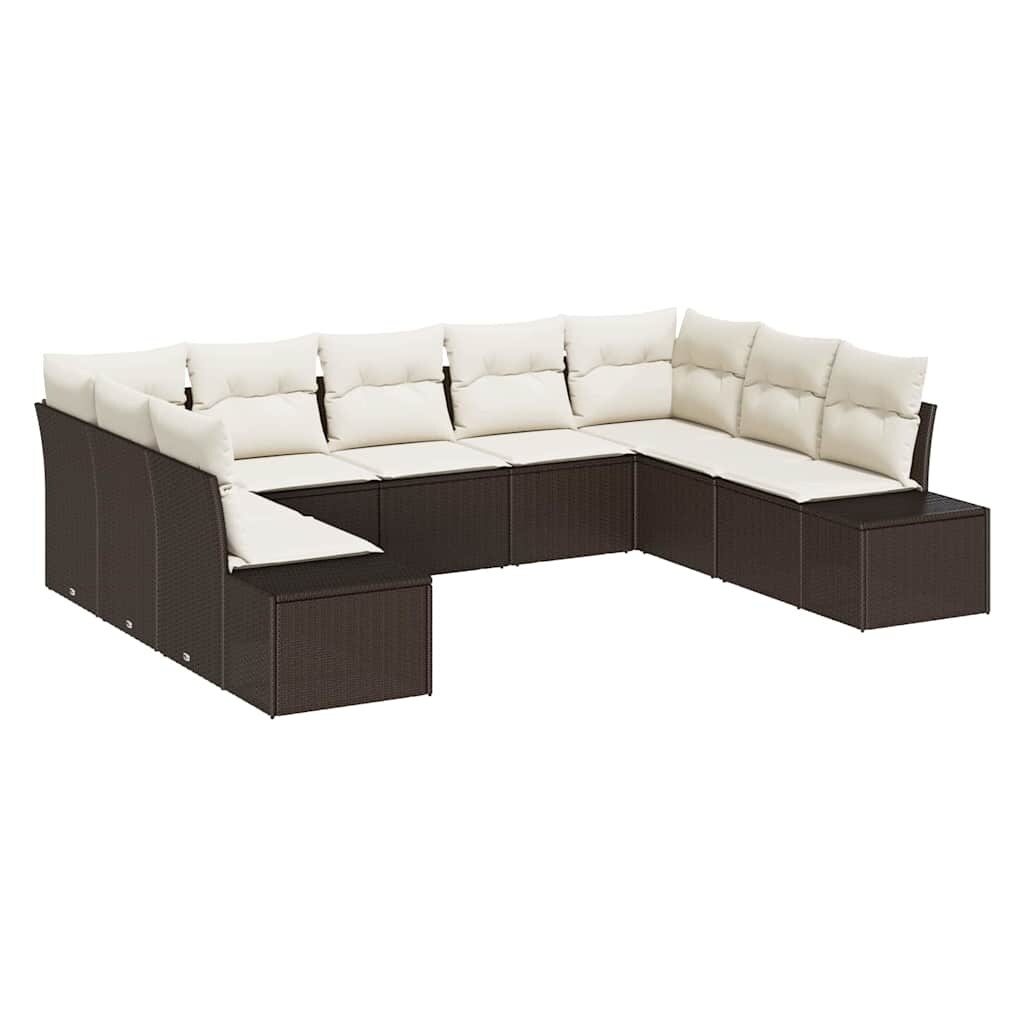 vidaXL Garten-Sofa-Set 9 pcs Braun und Creme 289 x 209 x 85 cm