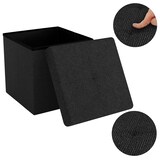 thumbnail of Intirilife Faltbare Sitzhocker 30x30x30 cm in PIANO SCHWARZ - Sitzwürfel Fußhocker Aufbewahrungsbox mit Stauraum und Deckel aus Stoff mit Mulden