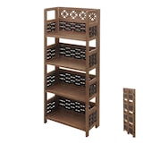 thumbnail of Scaffale libreria pieghevole 4x ripiani HWC-K86 legno polyrattan marrone scuro