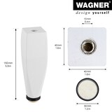 thumbnail of WAGNER Möbelbein KIEFER Holz eckig - 40 x 40 x 150 mm, weiß, QuickClick® Filzgleiter Ø 30 mm, Gewinde Ø 10 mm - 12724101