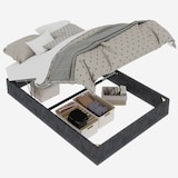 thumbnail of Bett 140x200 cm aus Stoff mit modernem Design, stabiler Konstruktion und elegantem Kopfteil – stilvolles Schlafzimmermöbel Grau