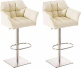 thumbnail of 2er Set Barhocker SIHAR - Kunstleder Creme 64x45x88 cm Silber | Barstuhl Höhenverstellbar Mit Lehne Drehbar Tresenhocker Tresenstuhl Kneipenhocker
