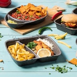 thumbnail of greenbox - Mehrweg Menübehälter "Häppy Box" 24,5 x 20 x 4,5 cm, 2 Kammern, HP4/2, Pfeffer / grau, 15 St.