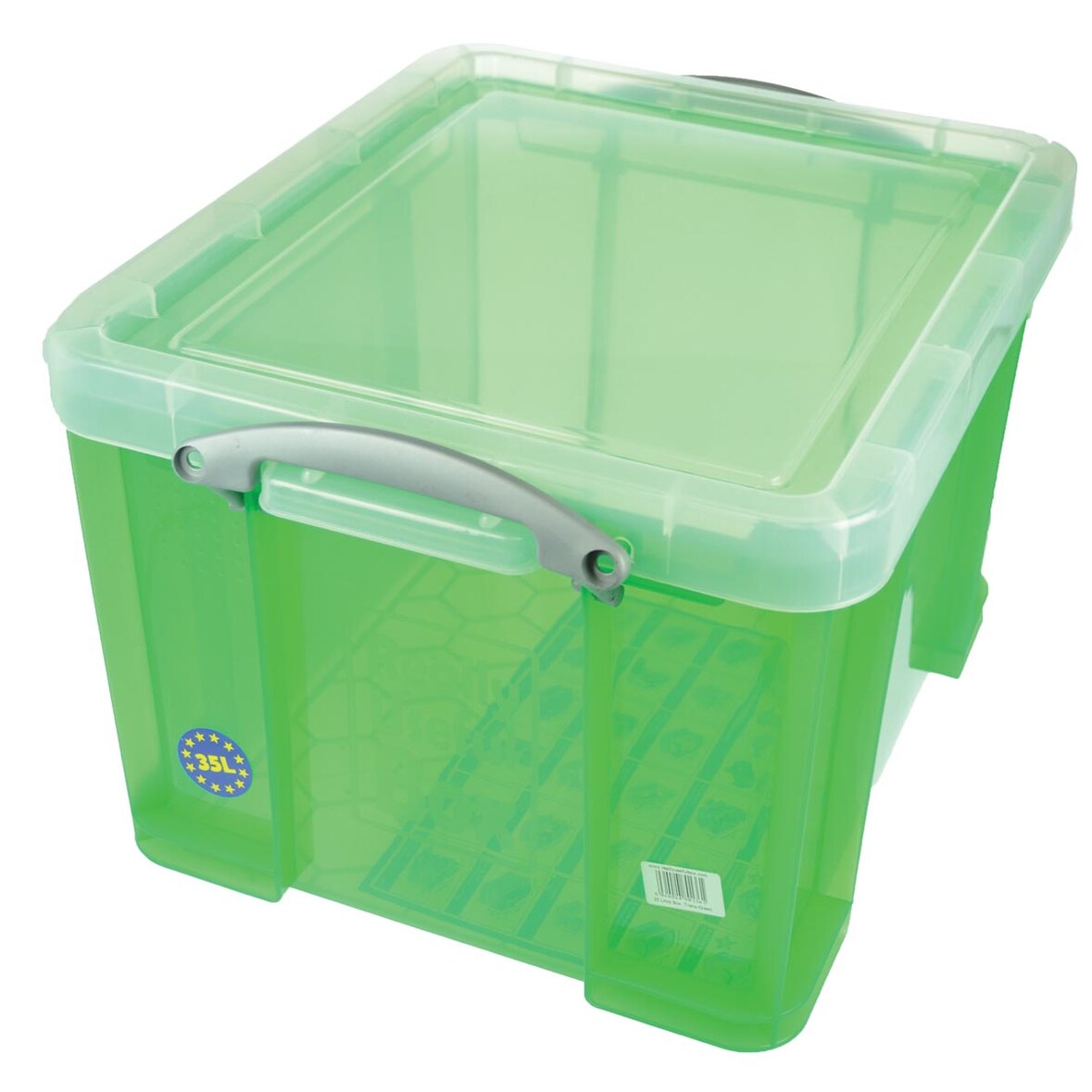 Really Useful Box opbergdoos 35 liter, transparant groen, Pak van 6