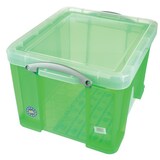 thumbnail of Really Useful Box opbergdoos 35 liter, transparant groen, Pak van 6