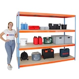 thumbnail of PROREGAL Schwerlastregal WOOD BEAST FOUR | HxBxT 200x210x45cm | 4 Ebenen | Fachlast 500kg | Blau-Orange | Werkstattregal Lagerregal Gargenregal