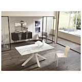 thumbnail of Ausziehbarer Tisch von 160 cm auf 240 cm, moderne Keramikplatte auf weißem Marmor aus gehärtetem Glas