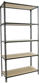 thumbnail of SimonRack Estantería Metálica, 2000x1200x500 mm, 5 Alturas, Bandeja Madera, 200 kg de Punto Flexión, Antracita/Madera - Maderclick