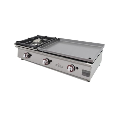Plancha à gaz DUO plaque lisse en ACIER laminé et réchaud à gaz - L1000 | Arilex - 100PGLFN