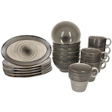 thumbnail of Mäser Prospero 18tlg Frühstücksset Porzellan braun Relief Platten Schalen Becher