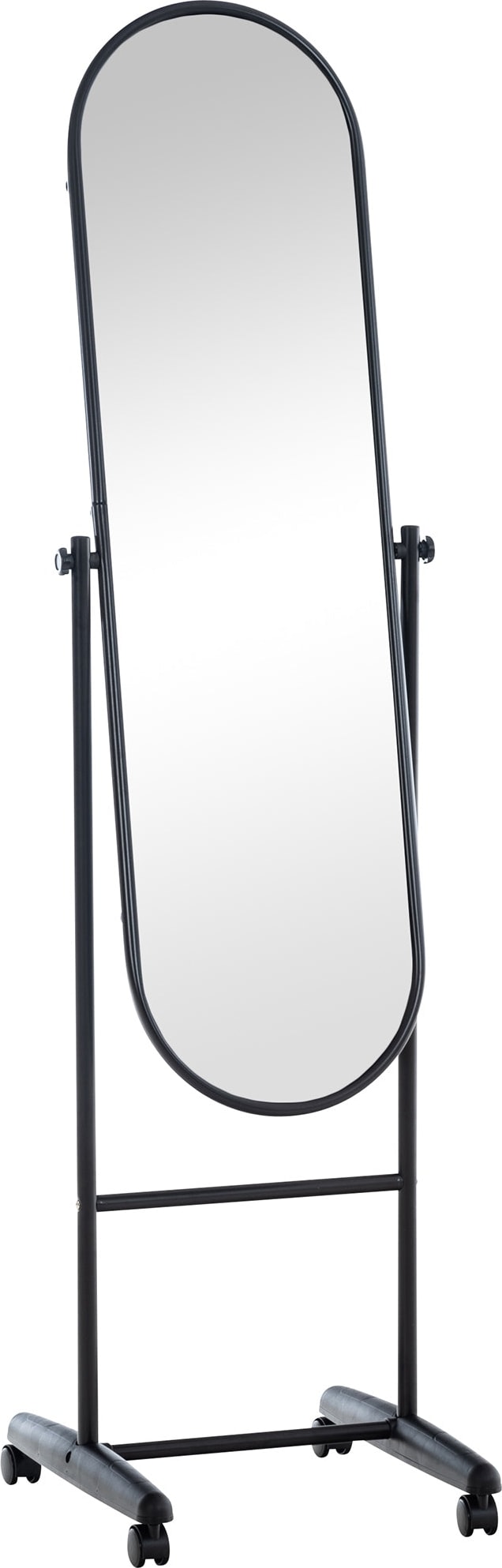 Décoshop26 - Ovaler Standspiegel mit Rollen 113 x 33 cm schwarzer Metallrahmen 10_0003723