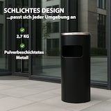 thumbnail of Abfalleimer mit Aschenbecher 30 L Schwarz Metall pulverbeschichtet Mülleimer Aschenbecher 2 in 1