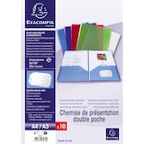 thumbnail of Exacompta - Réf. 3960E - Carton de 2  sachets de 10 chemises double poche polypropylène souple 2/10e - A4 ou A3 - Couleurs assorties