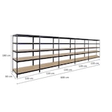 thumbnail of PROREGAL Mega Deal 5x Étagère charge lourde RIVET | HxLxP 180x120x60cm | 250kg par niveau | Noir | Lot d'étagères robustes de Garage Atelier Cave