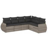 thumbnail of vidaXL 6-tlg. Garten-Sofagarnitur mit Kissen Hellgrau Poly Rattan