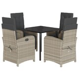 thumbnail of vidaXL 5-tlg. Garten-Essgruppe mit Kissen Hellgrau Poly Rattan