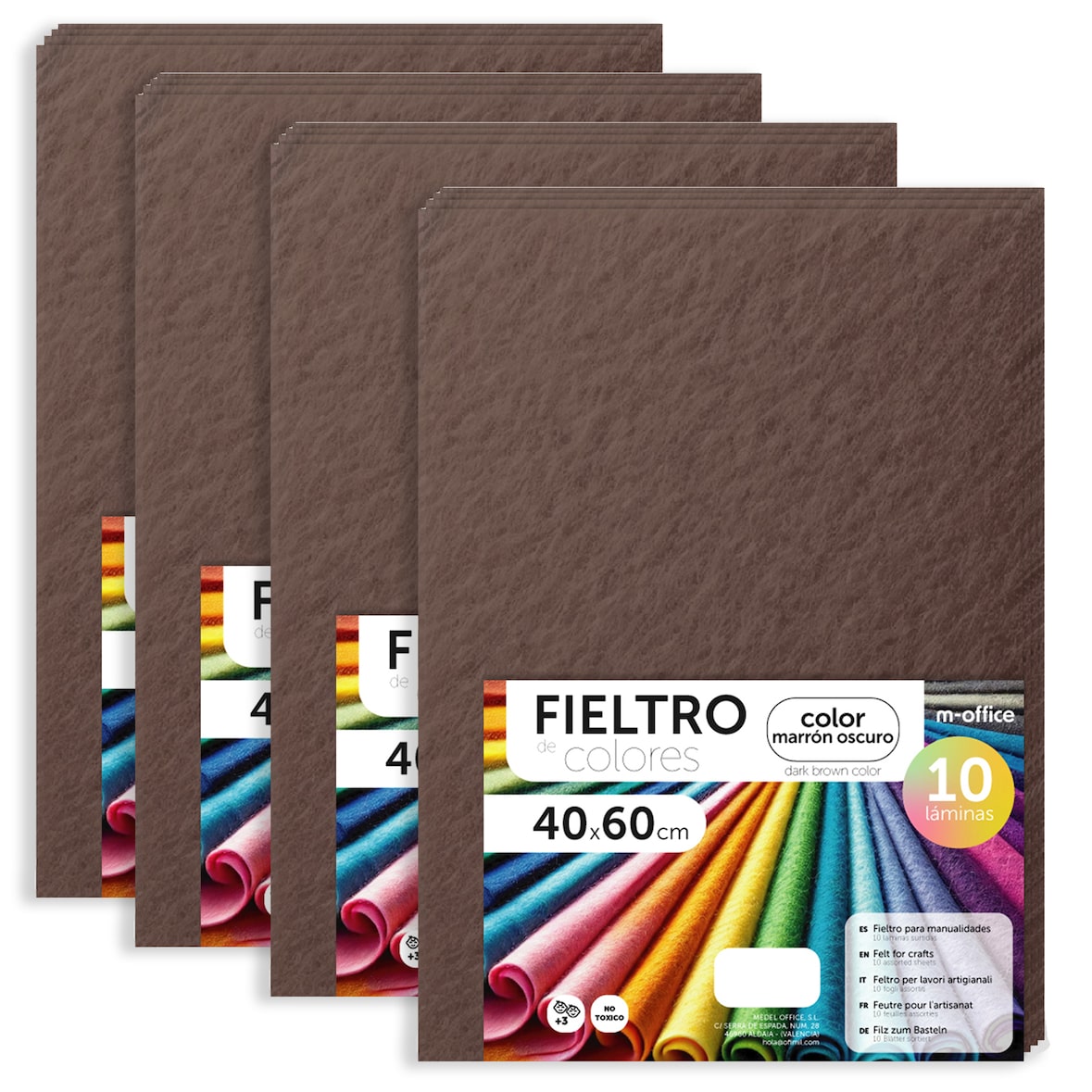 Fieltro para Manualidades, Fieltro de Colores, Suave y Flexible, 40x60cm - m-office (marrón oscuro, 40 uds)