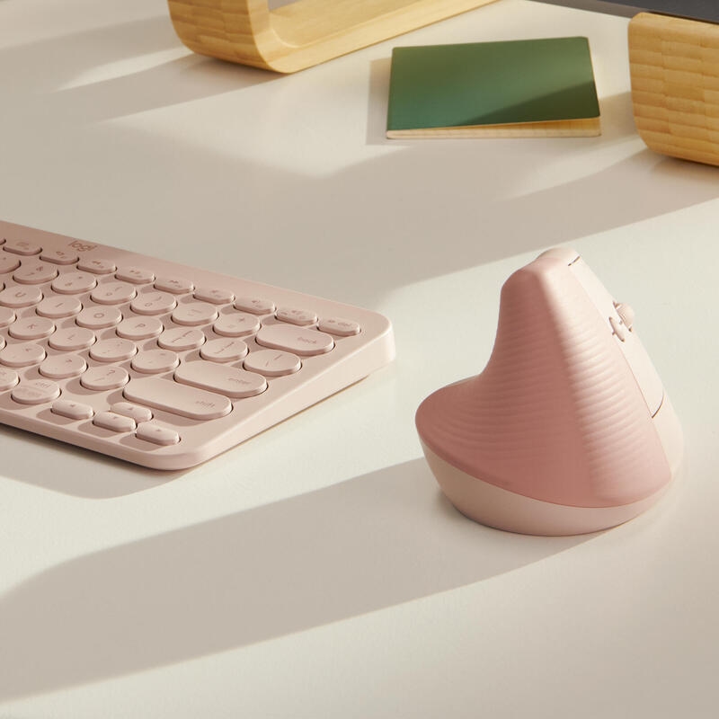 Logitech Lift Vertical Ergonomic Mouse Ergonomische Maus Bluetooth?, Funk Optisch Rose 6 910-006478