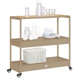 thumbnail of vidaXL Keukentrolley 3-laags poly rattan en massief acaciahout beige
