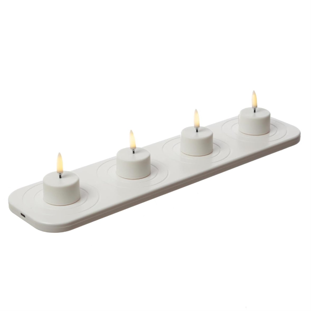 LED Mini Teelichter Uyuni 4 Stück mit Ladestation Timer aufladbar für Außen Deko