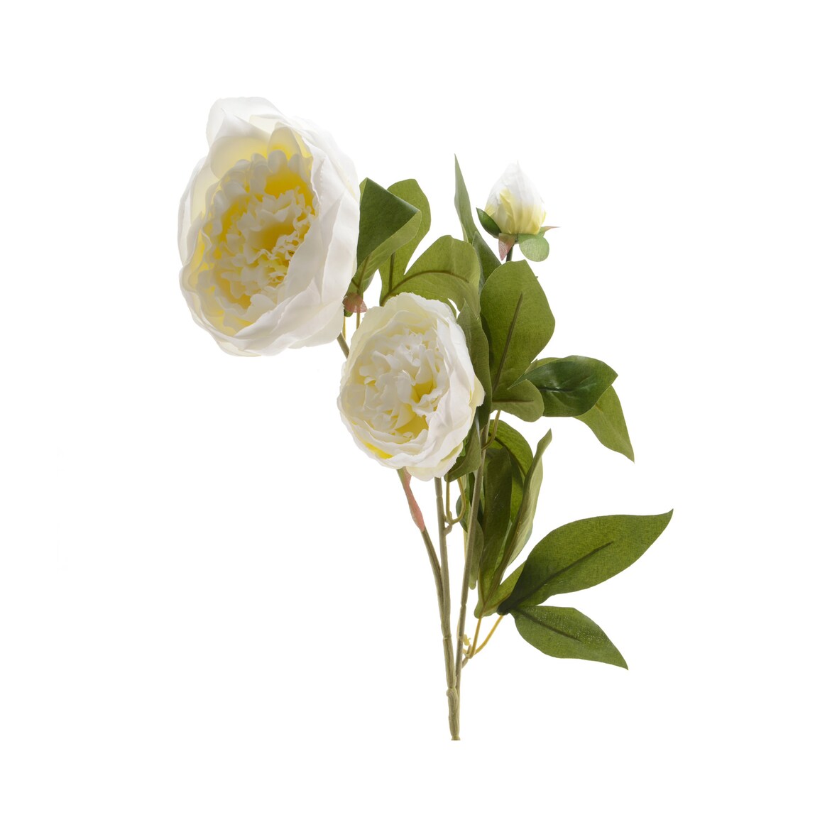 Pfingstrose mit 2 Blüten und Knospe am Stiel Kunstblume Päonie H: 75cm weiß
