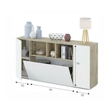 thumbnail of Dmora Highboard Paterson, Modernes Sideboard mit 3 Türen, Wohnzimmerbuffet mit Fächern, Wohnzimmer-Sideboard, 150x41h76 cm, Weiß und Eiche
