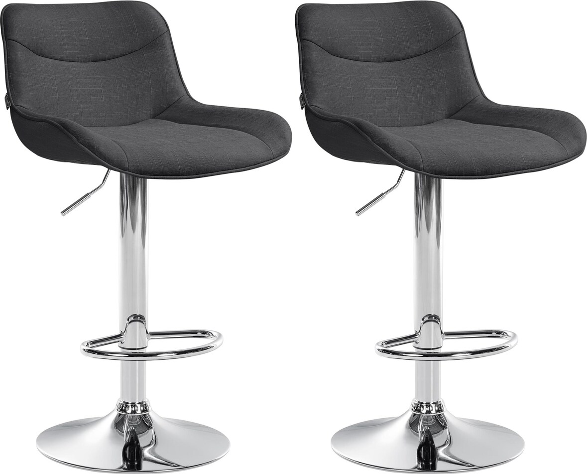 DELUKE® Barhocker 2er Set TAMPA - Dunkelgrau, Stoff, Chrom | Barhocker mit Lehne Barstuhl Tresenhocker Tresenstuhl Kneipenhocker Kneipenstuhl