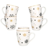 thumbnail of 6x Stars schwarz gold Kaffeebecher 300ml Steingut-Tassen 6 Pers. Weihnachten