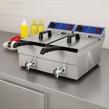 thumbnail of VERTES Friteuse Friteuse Roestvrij Staal 2x 10L (2x 3000W, 230V, koude zone principe, temperatuur traploos regelbaar 50-250°C, 2 frituurmanden)