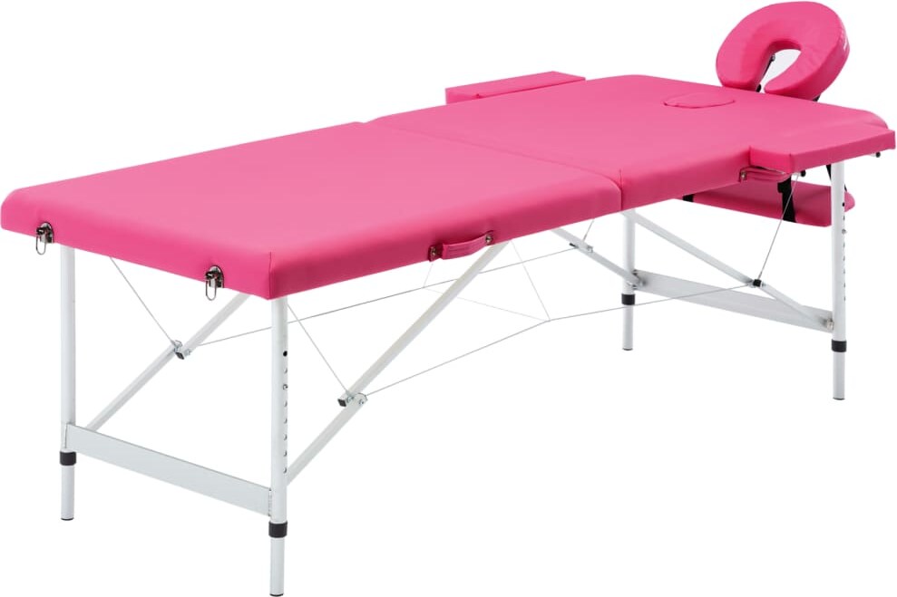 Helloshop26 - Klappbare zweiteilige Massageliege rosa Edelstahl 02_0001809