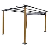 thumbnail of Tonnelle/Pergola en aluminium 3x4m toile coulissante rétractable - bois et grisHAWAI