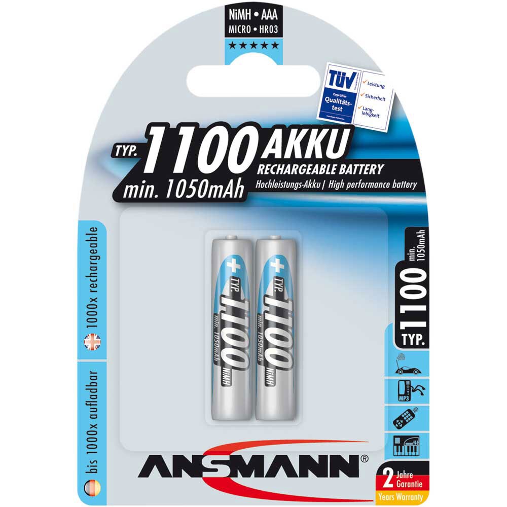 Ansmann 5035222 1x2 Ansmann NiMH Akku 1100 Micro AAA 1050 mAh