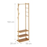 thumbnail of Relaxdays Kleiderständer Bambus & MDF, Garderobenständer, HBT 164 x 49 x 28 cm, 3 Ablagen, 4 Haken, Kleiderstange, natur