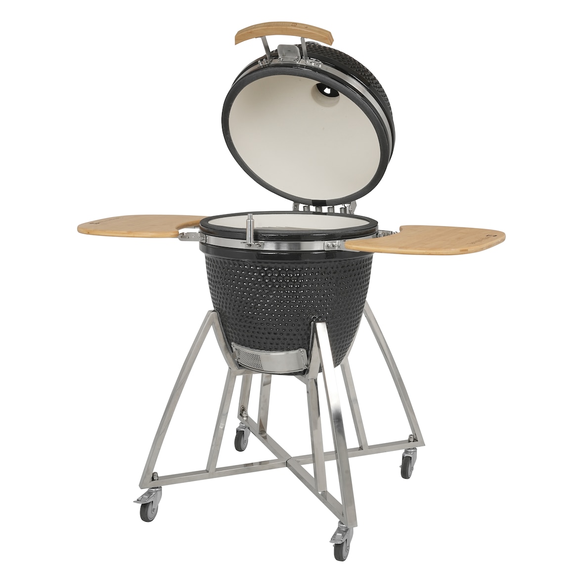 Tarrington House Kamado-Holzkohlegrill Naggado, Ø 47 cm, Ablagetisch, fahrbar, Keramik/Edelstahl, schwarz