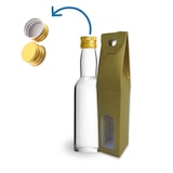 thumbnail of 20 Mini Glasflaschen 40ml mit Goldenen Boxen, Hochzeit, Whisky, Rum, Soßen