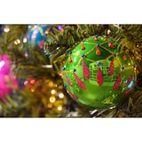 thumbnail of Grün/Blau/Rot/Safran 8cm Glaskugelsortiment 9-teilig, mundgeblasen und handdekoriert