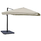thumbnail of Gastronomie-Ampelschirm HWC-A96, Sonnenschirm, 3x4m (Ø5m) Polyester/Alu 26kg ~ Flap, creme-grau mit Ständer