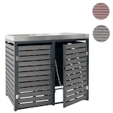 thumbnail of 2er Mülltonnenverkleidung HWC-K14, Mülltonnenbox mit Pflanzkasten, 124x134x84cm WPC Edelstahl 79kg ~ Teak-Optik